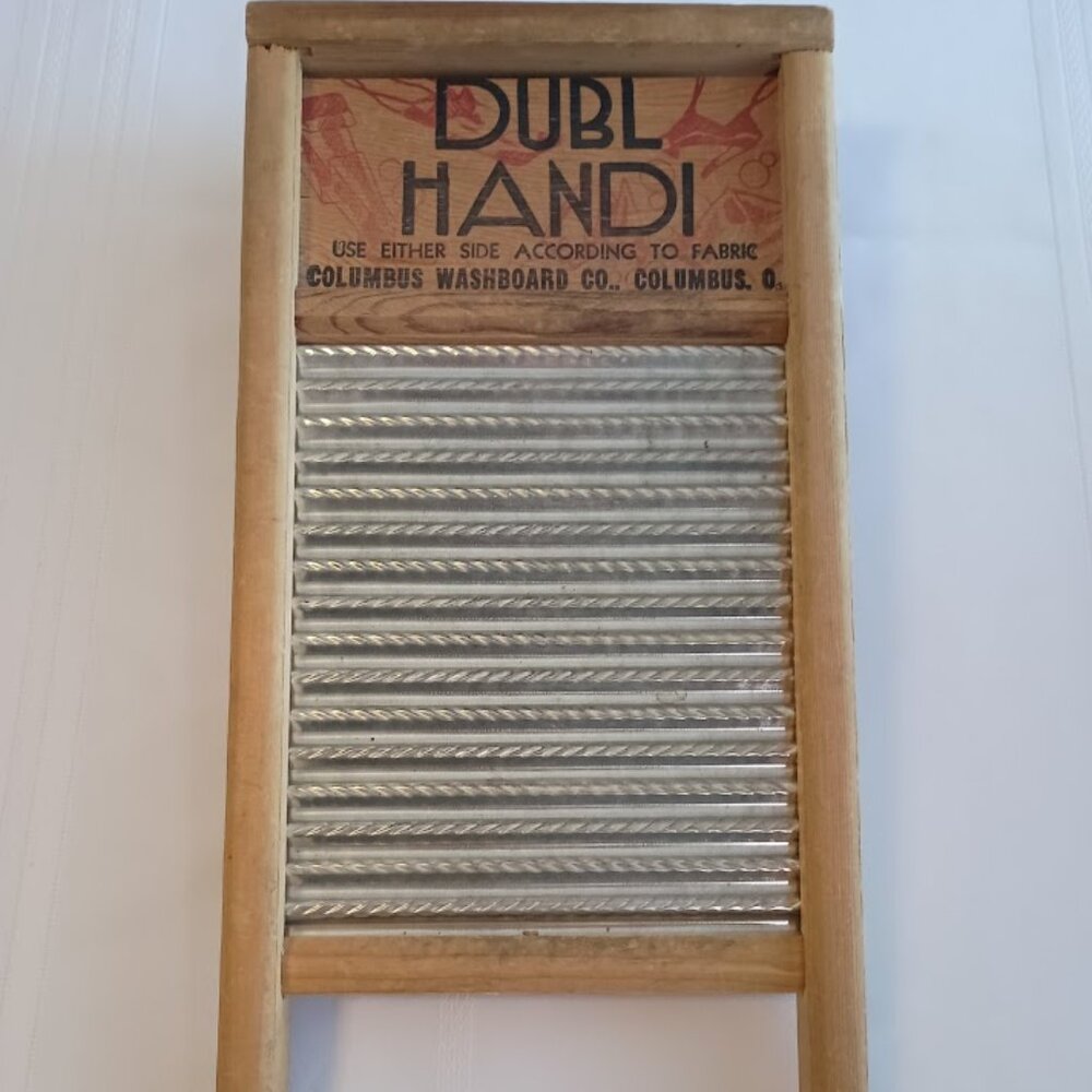 Vintage Dubl Handi Washboard, Columbus Ohio, Galvanized metal, two sided